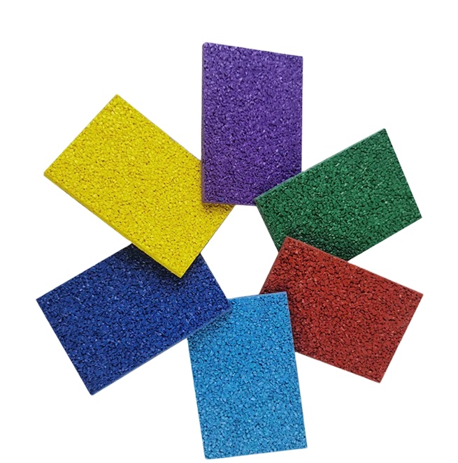 Colorful EPDM rubber granules sample display